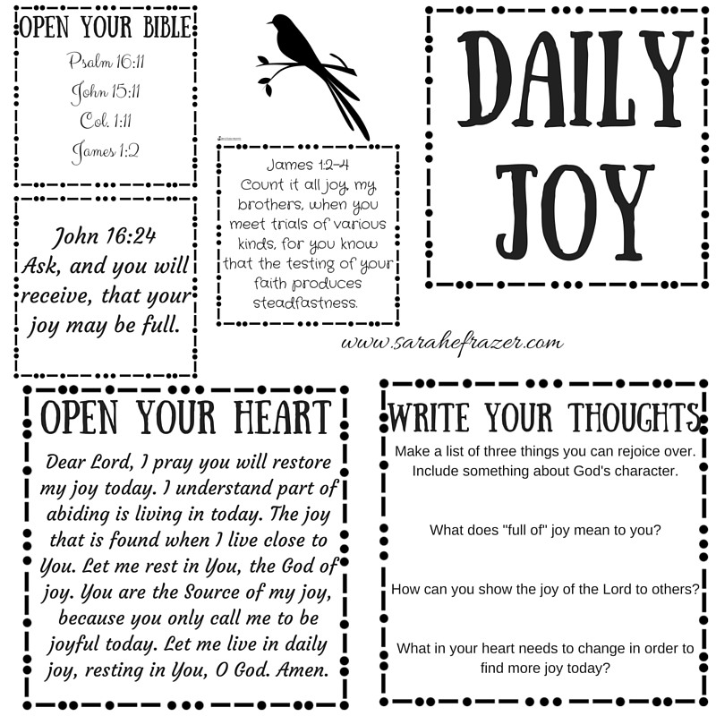 Daily Joy Printable and Tuesday Talk Sarah E. Frazer