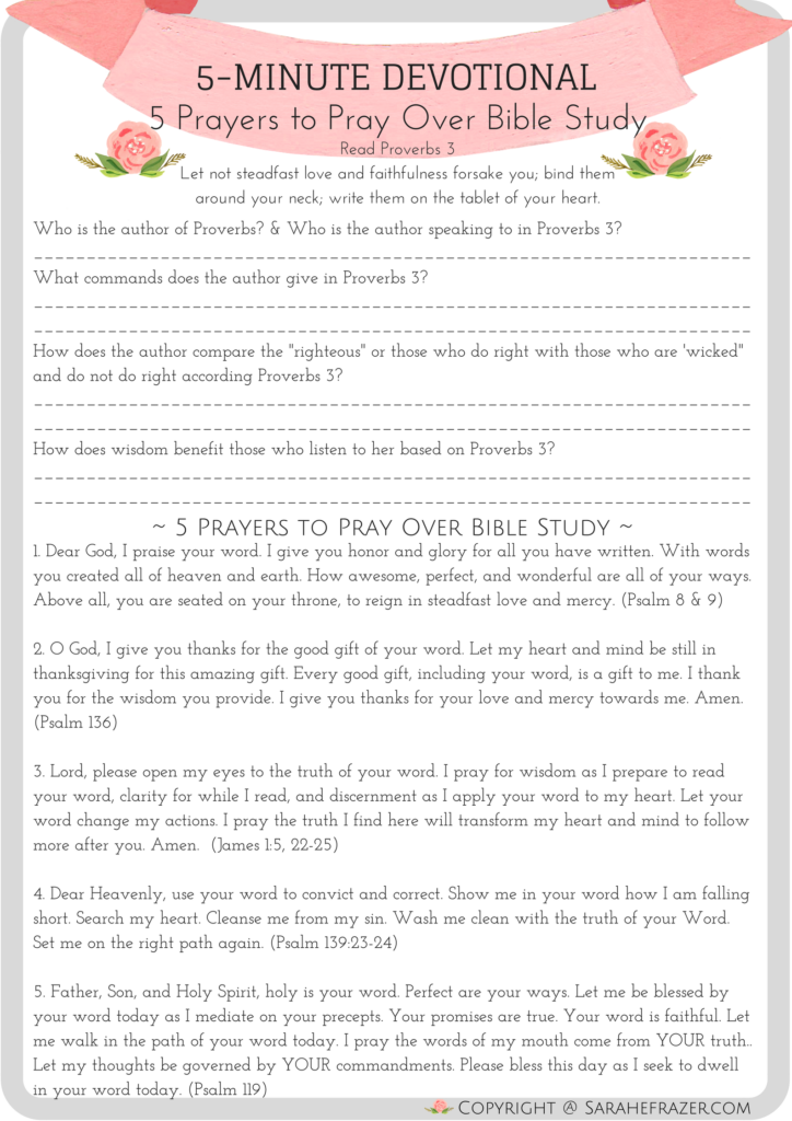 5 Minute Devotional for Women 5 Prayers to Pray Over Bible Study2